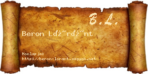 Beron Lóránt névjegykártya